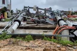 Tin tức trong ngày - Hàng loạt trụ điện, viễn thông gãy đổ sau bão Bualoi