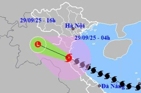 Dự báo vị trí và hướng di chuyển của bão số 10. Nguồn: Trung tâm Dự báo khí tượng thủy văn quốc gia