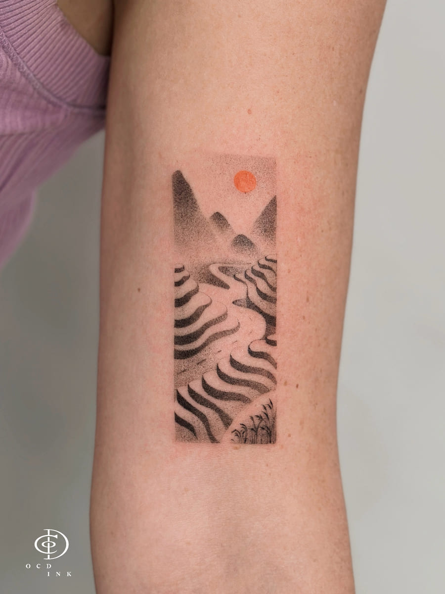 Ruộng bậc thang với phong cách Black and Gray tại OCD Ink Studio