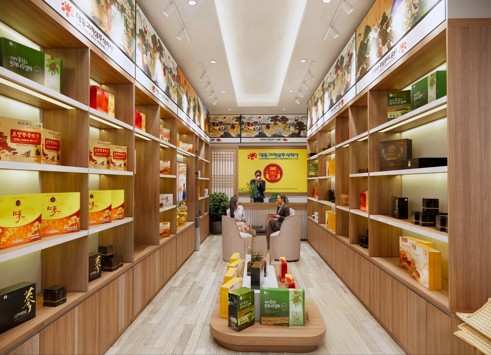 Không gian trưng bày sản phẩm nhân sâm cao cấp Daedong – biểu tượng của chất lượng và uy tín.