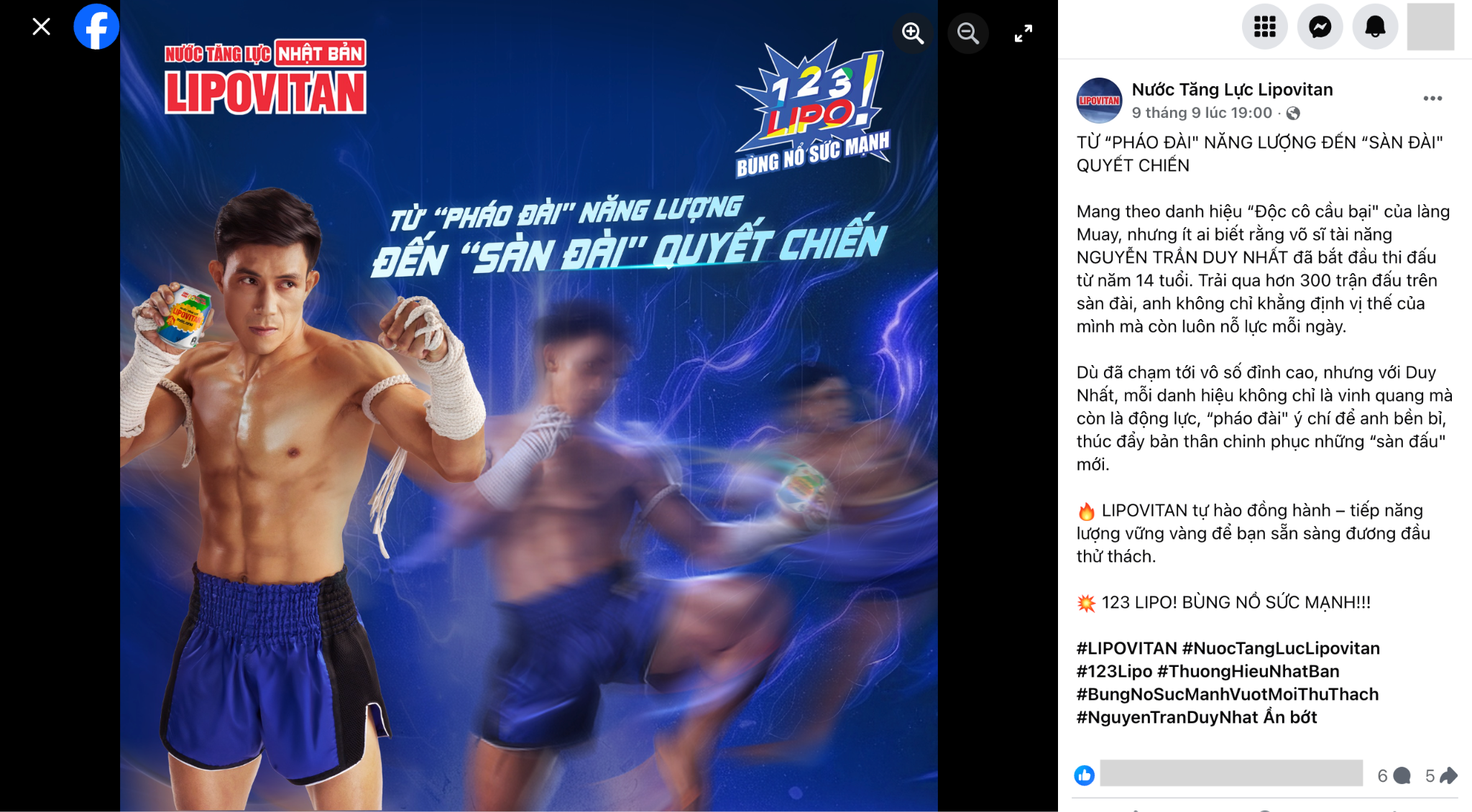Võ sĩ Nguyễn Trần Duy Nhất đại diện cho tinh thần bền chí và kiên định của hàng triệu người lao động Việt Nam. (Ảnh: Kênh Facebook LIPOVITAN)