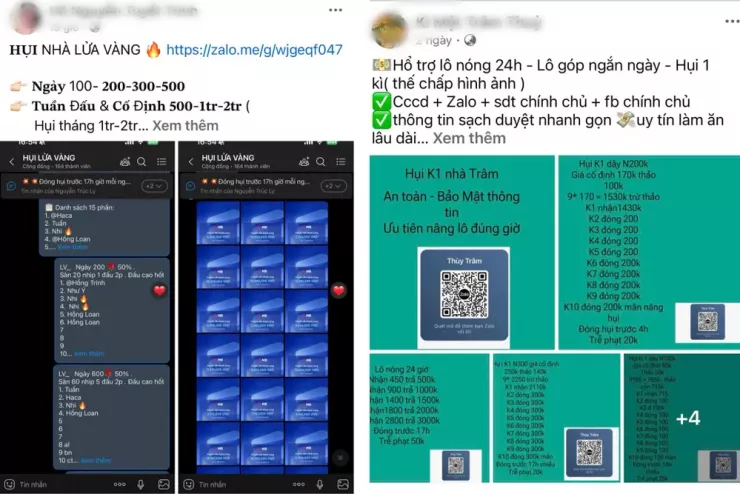 Chỉ cần gõ từ khóa “chơi hụi” trên mạng xã hội, hàng loạt hội nhóm xuất hiện. Ảnh: Chụp màn hình.