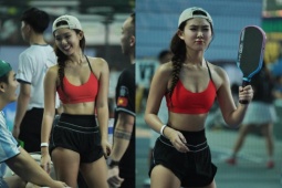 Thể thao - Hot-girl "vén váy" chơi pickleball hút triệu người xem: Mặc quần cũng vén cao