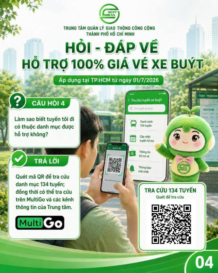 Bộ hỏi đáp hướng dẫn chi tiết cách sử dụng xe buýt trong giai đoạn đầu, áp dụng từ ngày 1/7 đến hết ngày 30/9/2026. (Nguồn: TTQLGTCC)