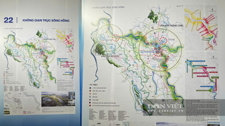 Hạng mục trung tâm là tuyến đại lộ cảnh quan dài khoảng 80 km. Trong đó, Đại lộ cảnh quan Hữu Hồng dài khoảng 45,35 km, kéo dài từ cầu Hồng Hà đến cầu Mễ Sở qua các khu vực Đông Ngạc, Phú Thượng, Lĩnh Nam, Thanh Trì và Nam Phù. Ở phía đối diện, Đại lộ cảnh quan Tả Hồng dài khoảng 35 km, kết nối Mê Linh, Đông Anh, Long Biên và Bát Tràng trước khi nối xuống cầu Mễ Sở. Ảnh: Anh Văn