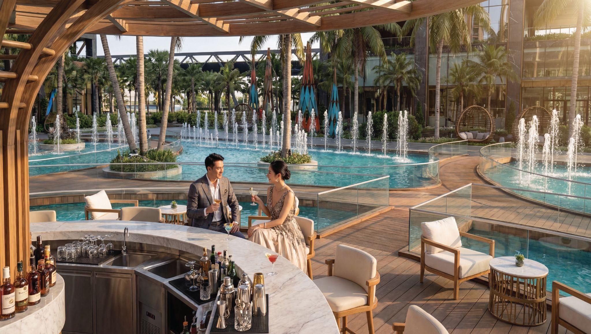 Không gian xanh, mặt nước và hệ tiện ích nội khu góp phần tạo nên trải nghiệm sống cân bằng tại Sunshine Sky City.