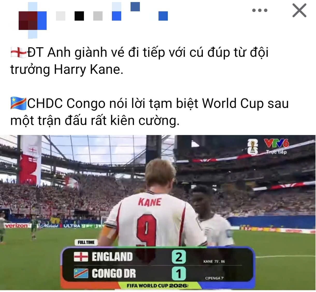 Kết quả trận đấu giữa ĐT Anh và CHDC Congo được dân mạng cập nhật liên tục.