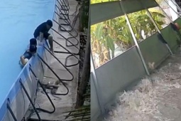 Cảnh 'khối nghỉ hè' phá sập hồ bơi, cuốn trôi đồ đạc khiến dân mạng ngẩn ngơ