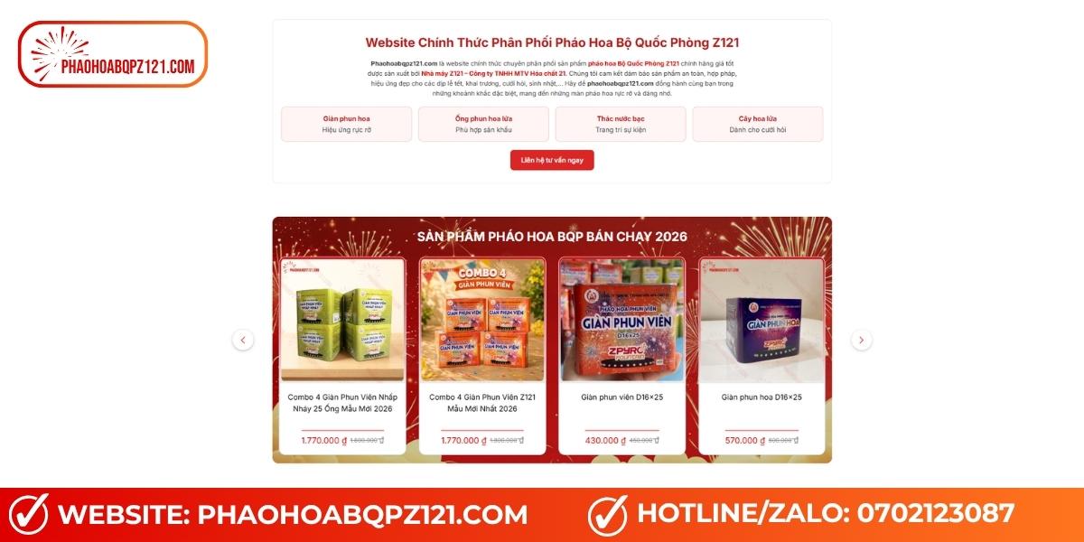 Mua pháo hoa BQP online tại phaohoabqpz121.com