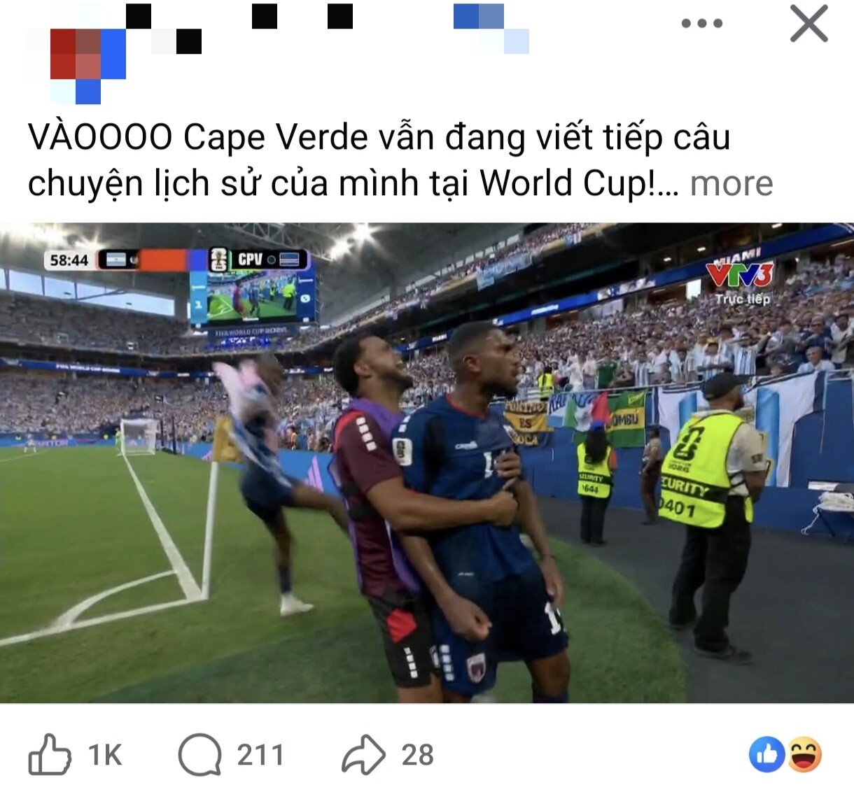 Khoảnh khắc Cape Verde gỡ hòa 1 - 1.