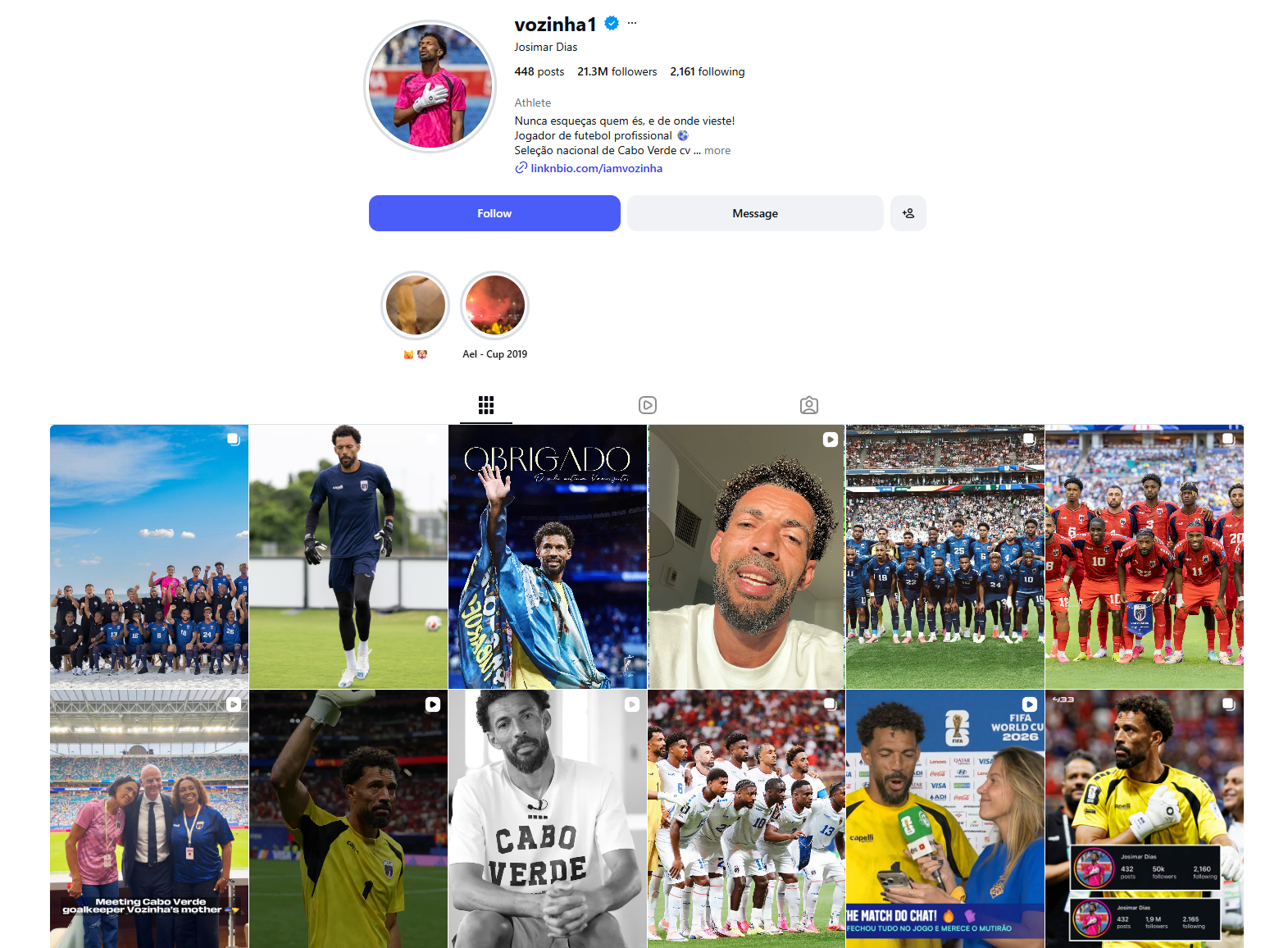 Tài khoản Instagram của Vozinha tính tới ngày 4/7 đã thu hút hơn 21 triệu người theo dõi.