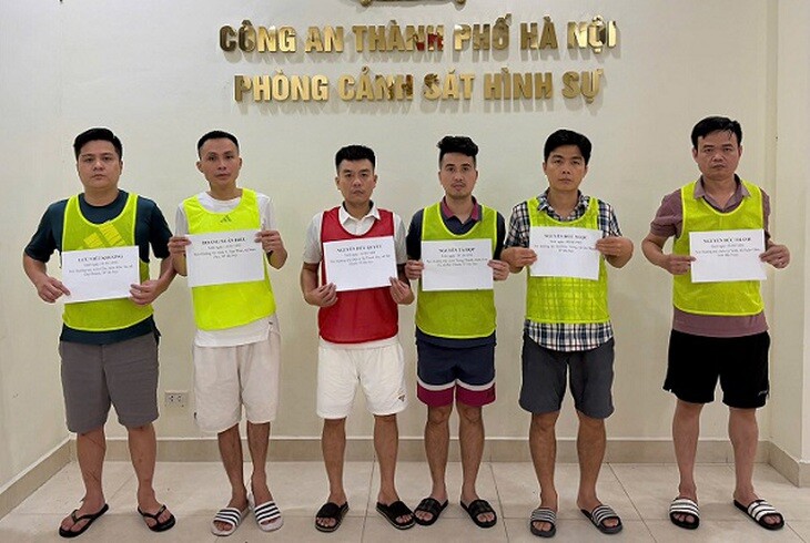 6 đối tượng trong đường dây bị bắt giữ. Ảnh: Công an TP Hà Nội.