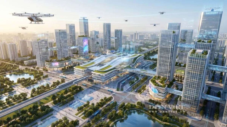 Trong khi đó, không gian trên cao sẽ được khai thác cho các tổ hợp đô thị hiện đại quanh các ga metro, đồng thời nghiên cứu hạ tầng phục vụ taxi bay, máy bay cất hạ cánh thẳng đứng (eVTOL) và các phương tiện bay không người lái.