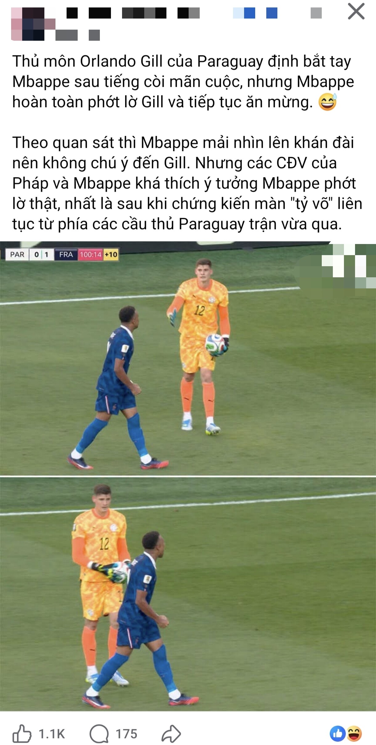Mbappe không bắt tay thủ môn đội bạn_
