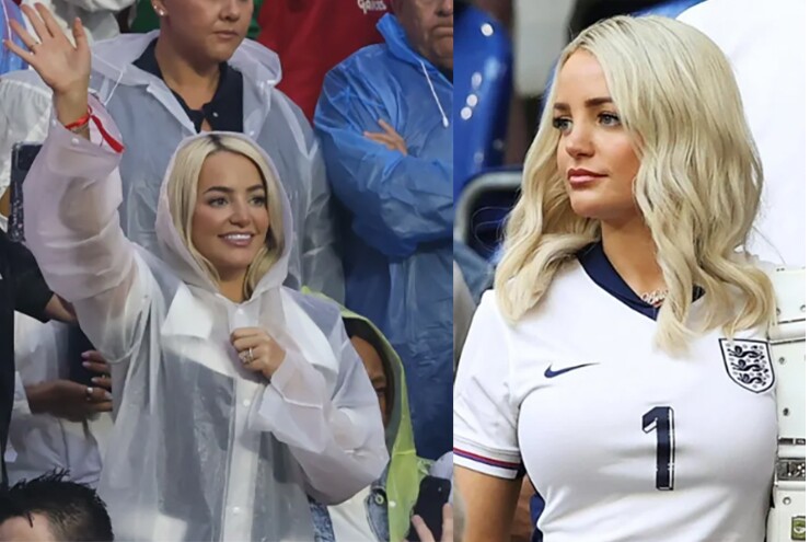 Dàn WAGs xinh đẹp đội mưa "tiếp lửa" tuyển Anh, vợ Harry Kane mặc áo đặc biệt cổ vũ chồng