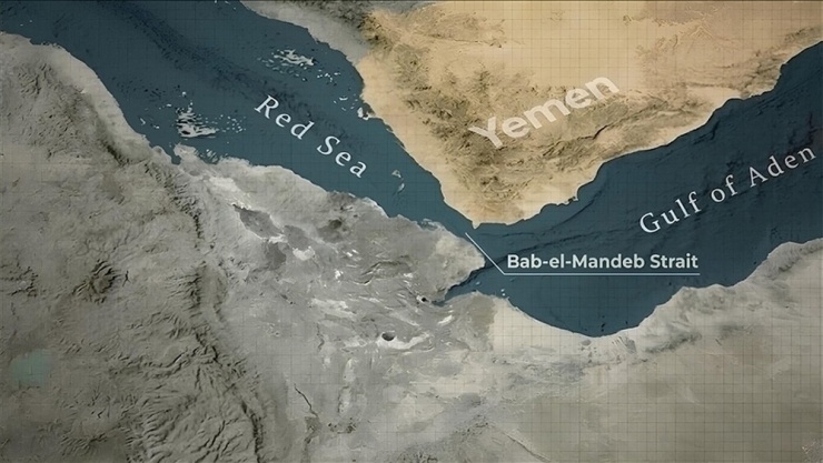 Eo biển Bab el-Mandeb. Ảnh: AA