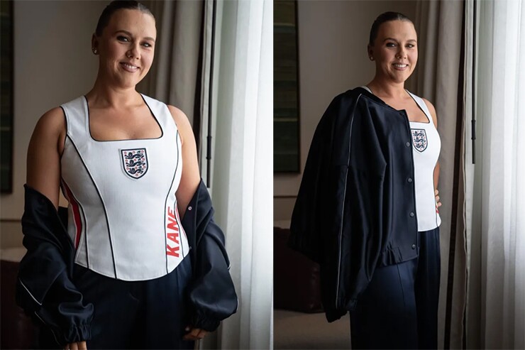 Dàn WAGs xinh đẹp đội mưa "tiếp lửa" tuyển Anh, vợ Harry Kane mặc áo đặc biệt cổ vũ chồng - 5
