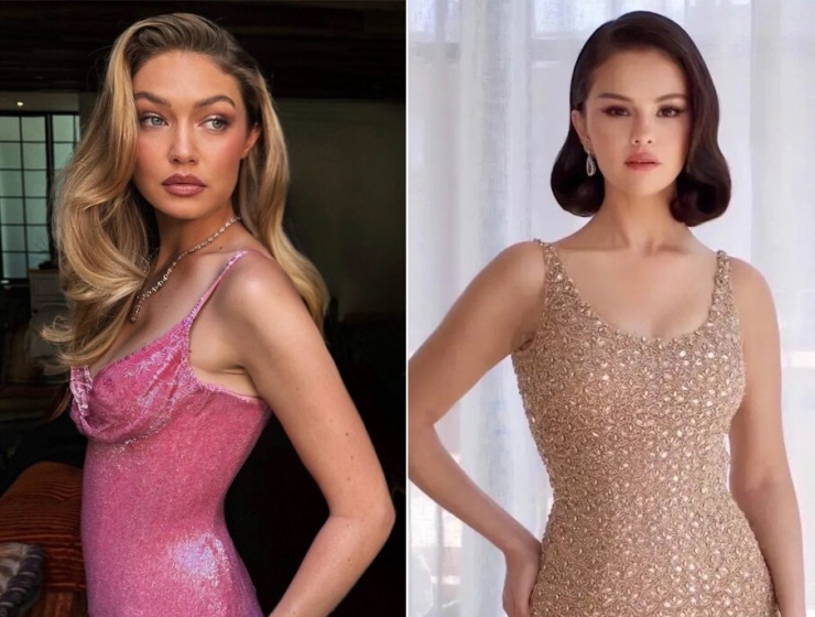 Gigi Hadid (trái) và Selena Gomez khi tham dự đám cưới của Taylor Swift hôm 3/7. Ảnh: Instagram