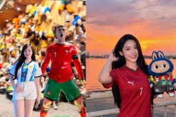 Người đẹp "Bà Tưng" mặc áo Messi "trêu" Ronaldo, Á khôi người Tày đau lòng vì CR7