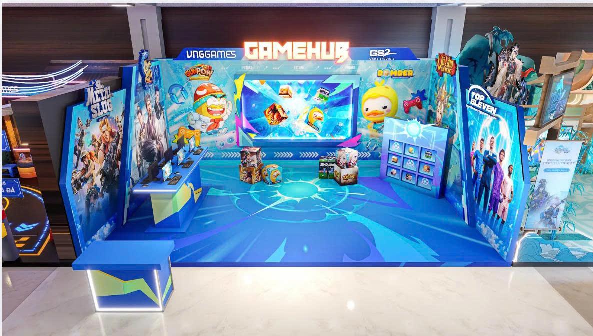 Booth Gamehub quy tụ loạt game Metal Slug, Ngọa Long VNG, Gunpow, Bomber VNG, Võ Lâm Chi Mộng, Top Eleven