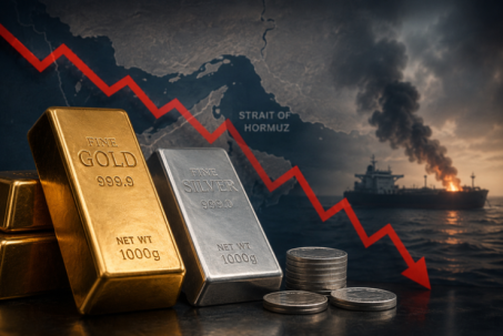 Giá vàng, bạc thế giới lao dốc do eo biển Hormuz nóng trở lại