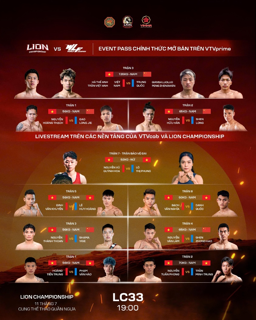 Lịch thi đấu các trận LC33 và LION vs WLF