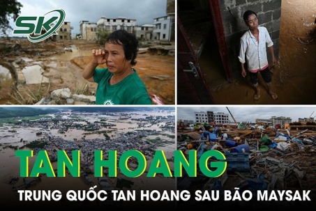 Khung cảnh tan hoang ở Trung Quốc sau khi bão Maysak càn quét