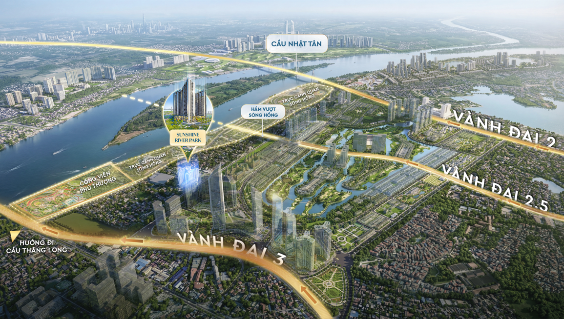 Hơn 70% căn hộ tại Sunshine River Park sở hữu tầm nhìn khoáng đạt, trực diện sông Hồng