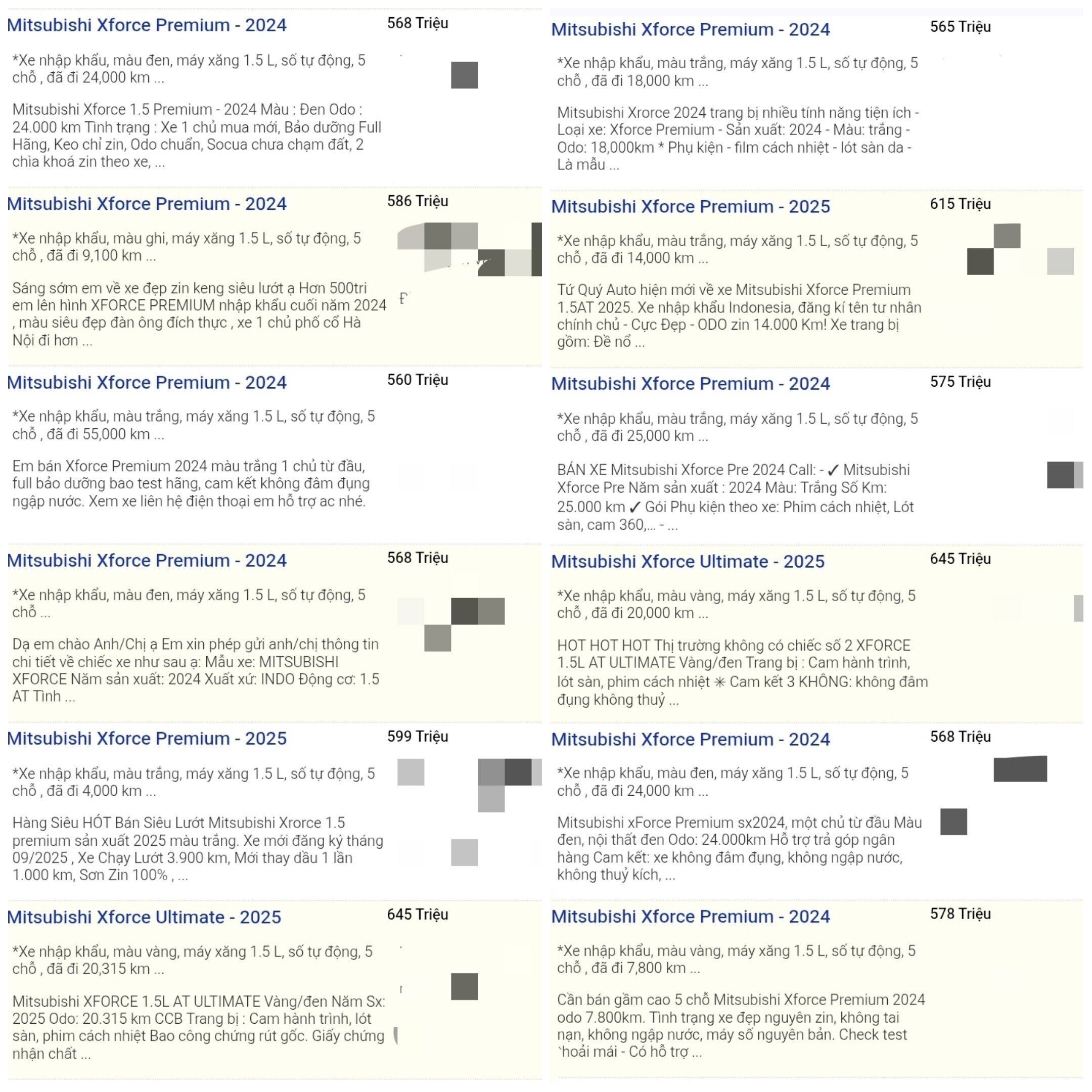  Một số tin rao bán Mitsubishi Xforce cũ.