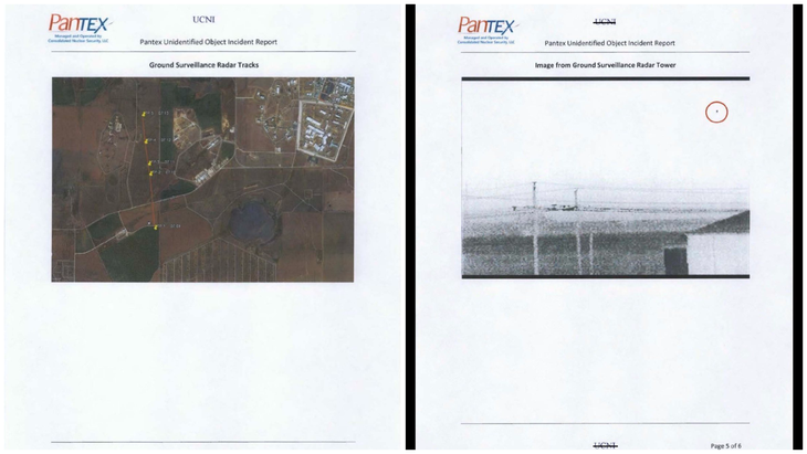 Trích một phần trong báo cáo chi tiết về sự cố an ninh liên quan tới UFO ngày 1/9/2015 gần nhà máy Pantex ở bang Texas. Ảnh: Bộ Chiến tranh Mỹ