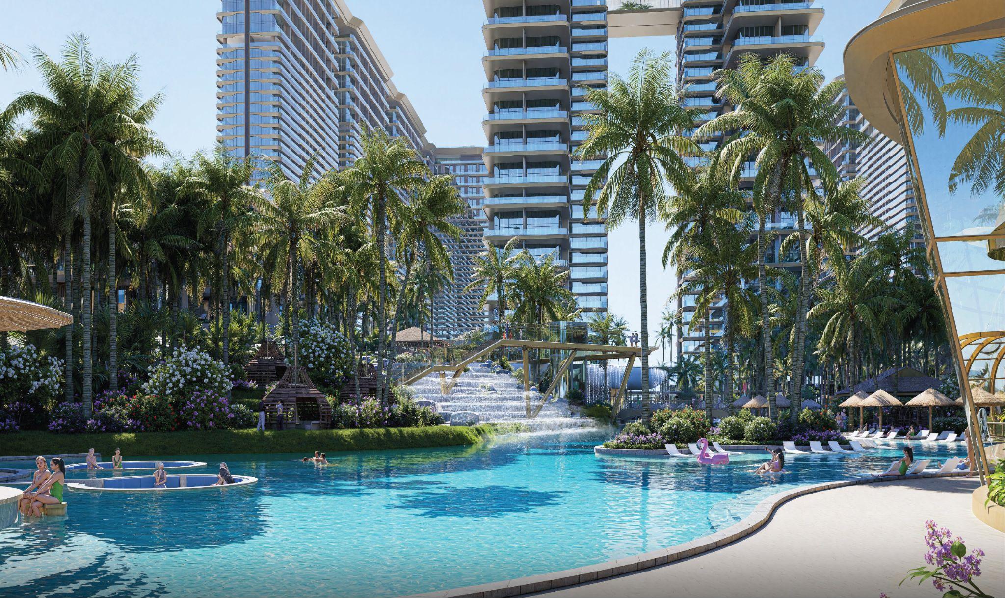 Hệ tiện ích đa tầng “trên bờ – dưới sóng – giữa tầng mây” tại Sunshine Bay Retreat, bên bờ biển Chí Linh.