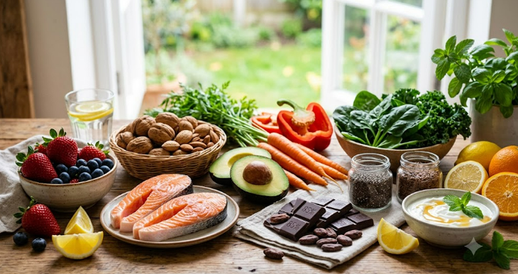 Các loại thực phẩm tự nhiên giàu chất béo lành mạnh, vitamin và chất chống oxy hóa giúp nuôi dưỡng, giúp đẹp da từ bên trong.