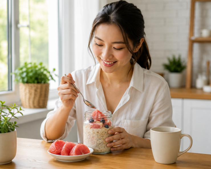 Yến mạch và bưởi đều là những thực phẩm giàu chất xơ, thường xuất hiện trong thực đơn của người muốn giảm cân.