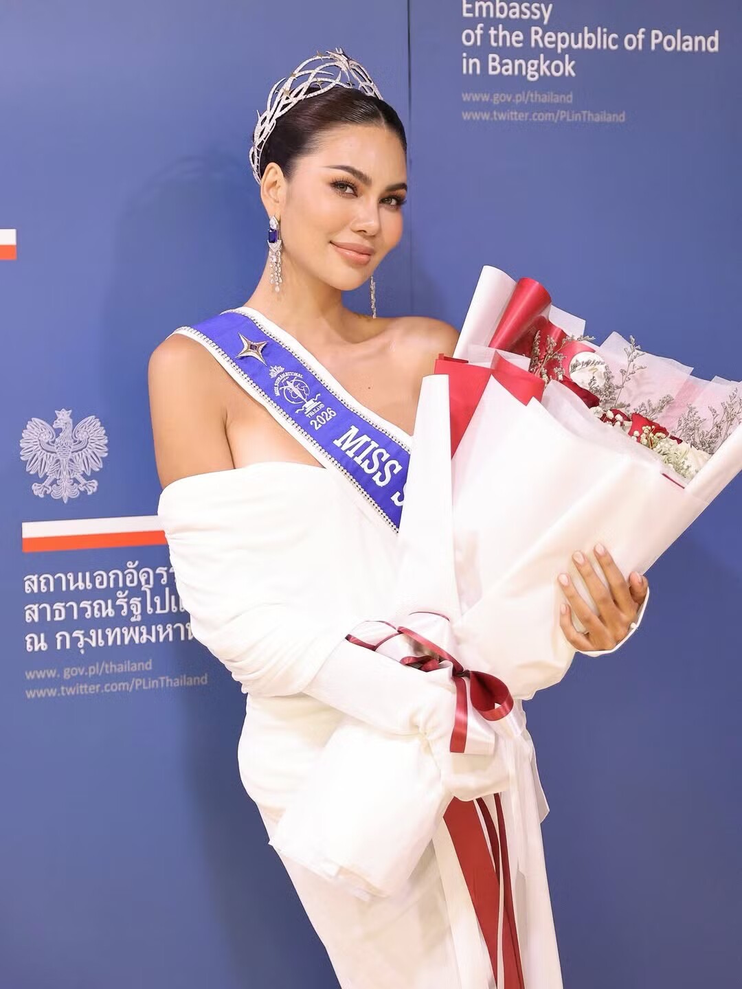 Eye Kanyalak Nookaew tại buổi send-off trước khi lên đường tham dự Hoa hậu Siêu quốc gia 2026.