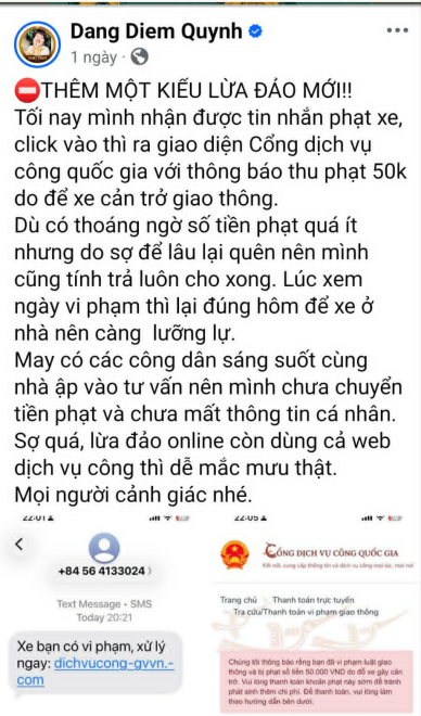 BTV Diễm Quỳnh thông báo khẩn. Ảnh chụp màn hình trên FBNV tối ngày 13/7