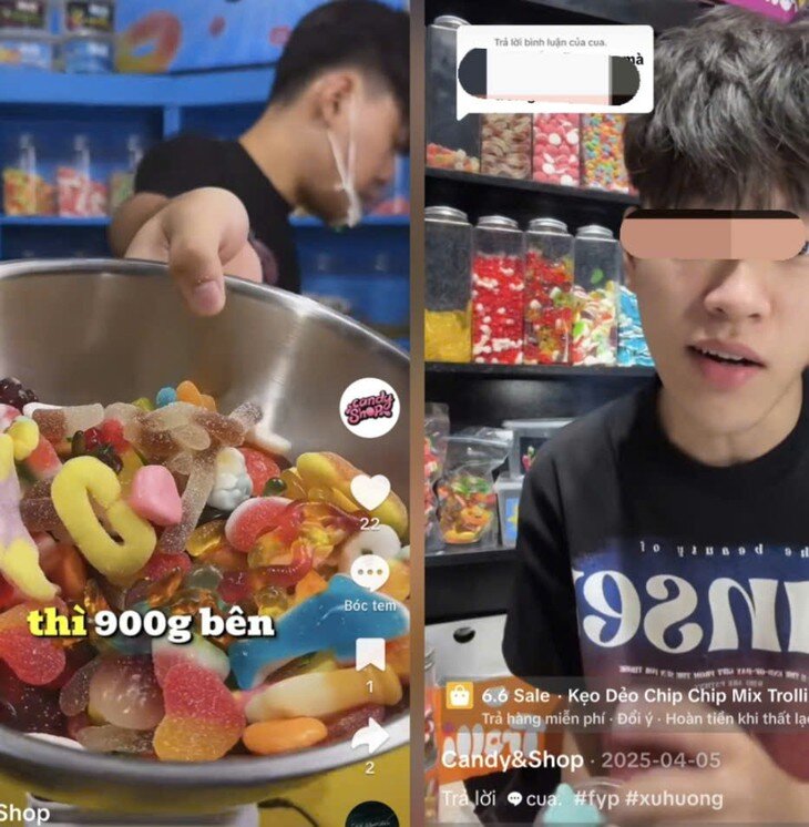 Người tự giới thiệu tên Vũ thường xuyên xuất hiện trong các phiên livestream bán hàng và được cho là chủ Candy&amp;Shop (ảnh chụp màn hình).