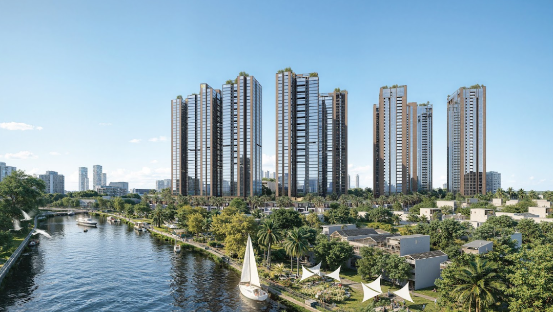 Sunshine Sky City tọa lạc ngay mặt tiền đường Phú Thuận, gần kề Phú Mỹ Hưng và dòng sông Cả Cấm
