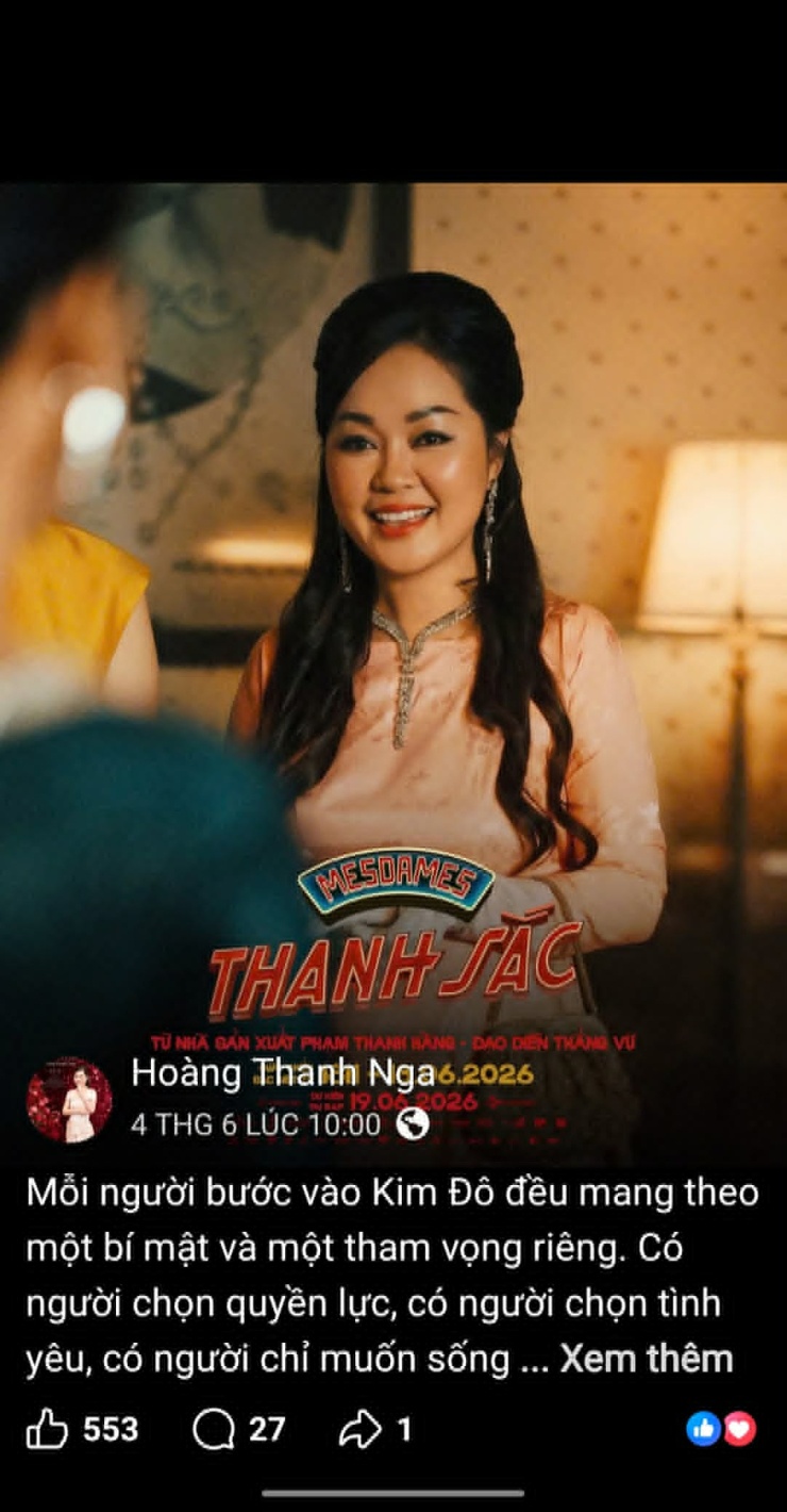 Hoàng Thị Thanh Nga trong&nbsp;Mesdames Thanh Sắc. Ảnh chụp màn hình trên FBNV lúc 11h ngày 15/7/2026