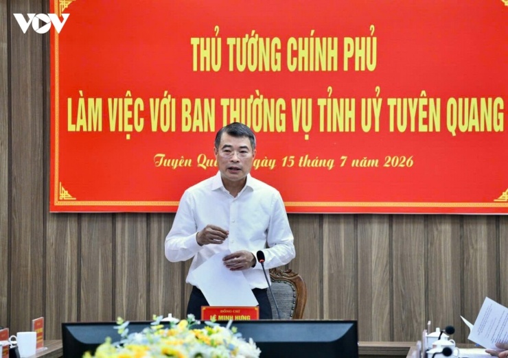 Thủ tướng Lê Minh Hưng làm việc với Ban Thường vụ Tỉnh uỷ Tuyên Quang.