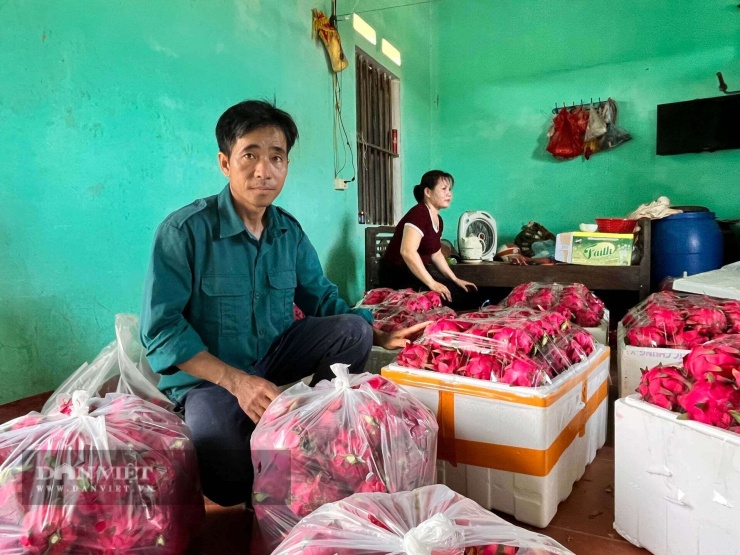 Anh Toàn cẩn thân đóng những thùng thanh long ruột đỏ cho khách hàng. Ảnh: Hoàng Tính
