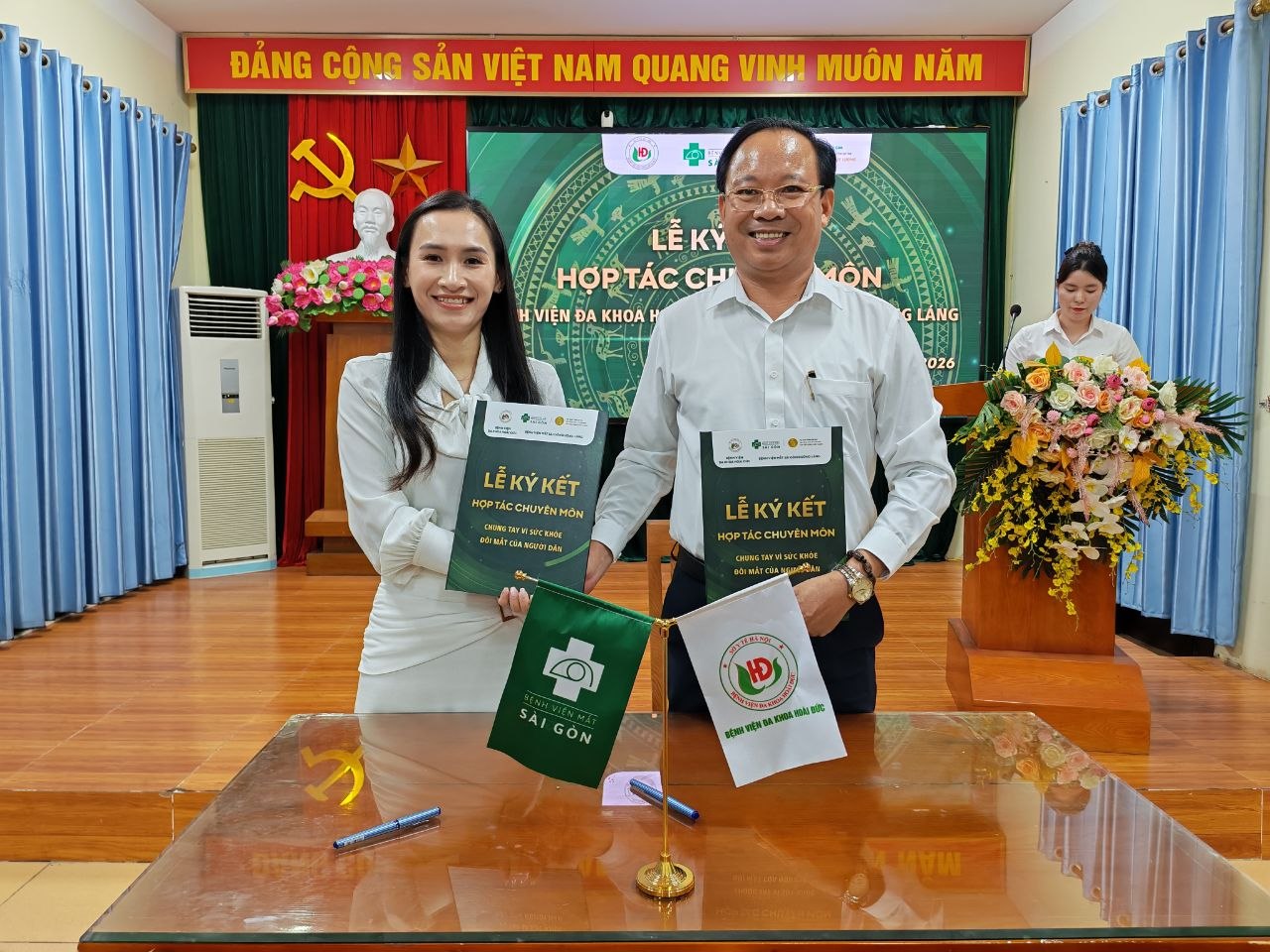 Ký kết hợp tác chuyên môn giữa Mắt Sài Gòn Đường Láng và Bệnh viện Đa khoa Hoài Đức - 1
