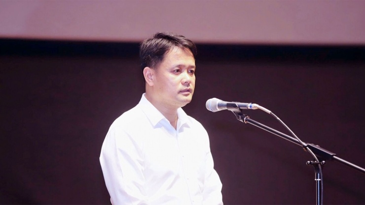 Cục trưởng Cục Điện ảnh Đặng Trần Cường phát biểu tại buổi ra mắt phim “Thanh âm vượt đại dương”. (Ảnh: Việt Hùng/MCST)