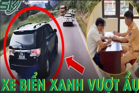 Xử phạt tài xế xe biển xanh vượt ẩu ở Sơn La làm người đi xe máy té ngã sau phản ánh trên mạng xã hội