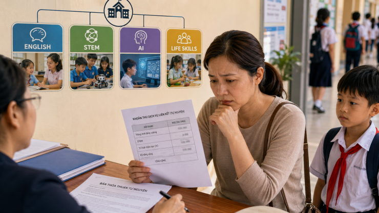 Những khoản thu mang tên “tự nguyện” đang trở thành áp lực không nhỏ với nhiều phụ huynh trước năm học mới (Ảnh minh họa: ChatGPT)