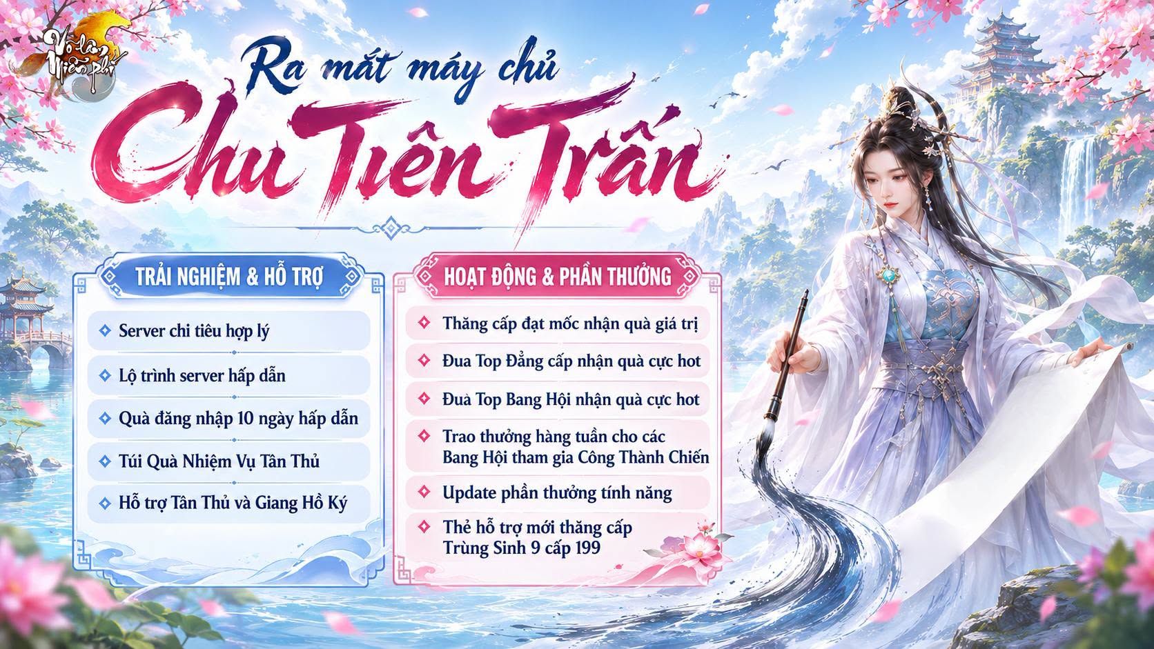 Võ Lâm Miễn Phí ra mắt máy chủ mới Chu Tiên Trấn, cơ hội đua top nhận tượng vàng Kim Mã - 2