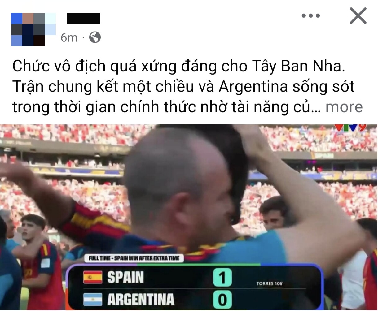 Tây Ban Nha đã có trận chung kết áp đảo Argentina.