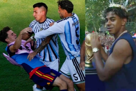 Tây Ban Nha rước cúp vô địch World Cup: Yamal đội vương miện, sao Argentina bị "cà khịa"
