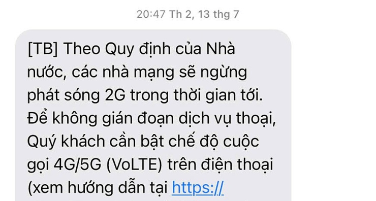 Tin nhắn được gửi đến một người dùng hôm 13/7. Ảnh: Thu Thủy