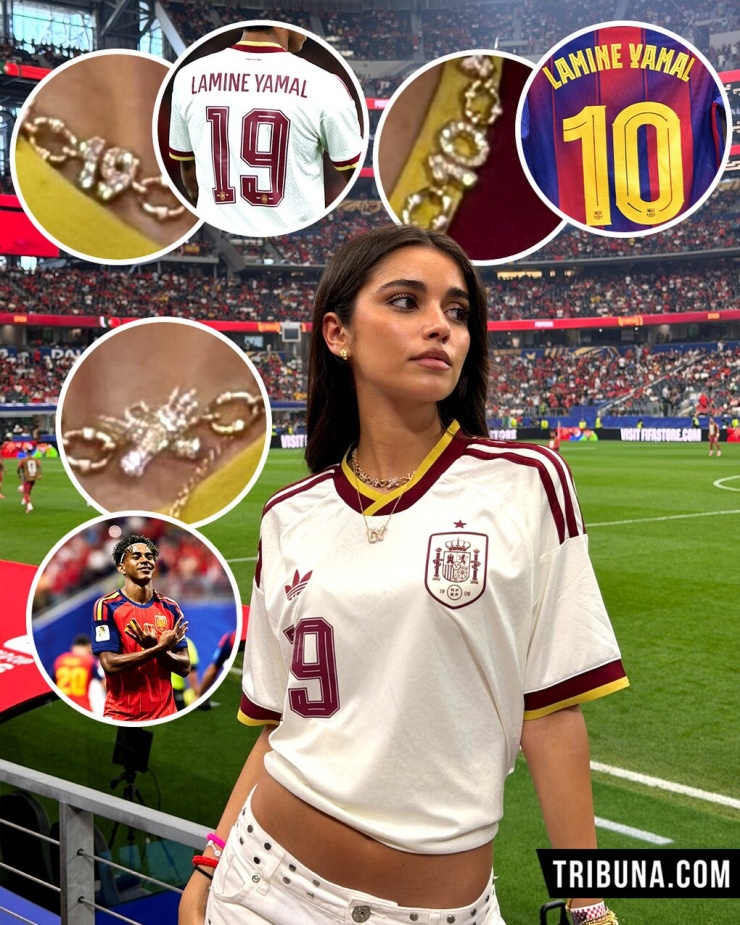 Inés García ra sân cổ vũ Lamine Yamal trong trận gặp Bồ Đào Nha hôm 7/7.