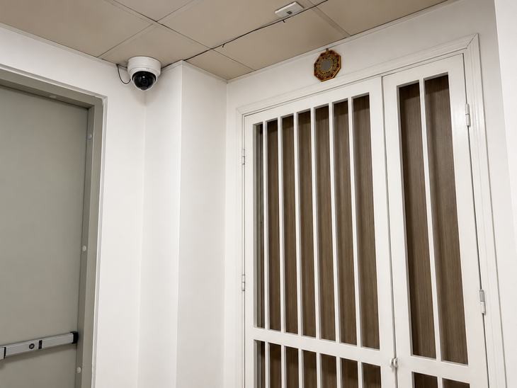 Không ít gia đình lắp camera ở trước cửa nhà. Ảnh: Quỳnh Mai. 
